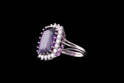 18ct White Gold Amethyst and Diamond Cluster Ring