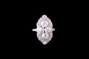 Platinum Diamond Marquise Shaped Dress Ring
