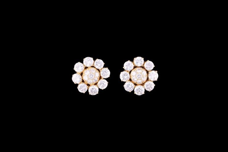 18ct Yellow Gold Diamond Cluster Stud Earrings