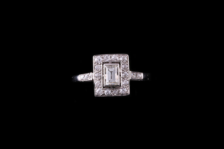 18ct White Gold Emerald Cut Diamond Ring