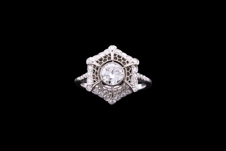 Platinum Diamond Hexagonal Dress Ring