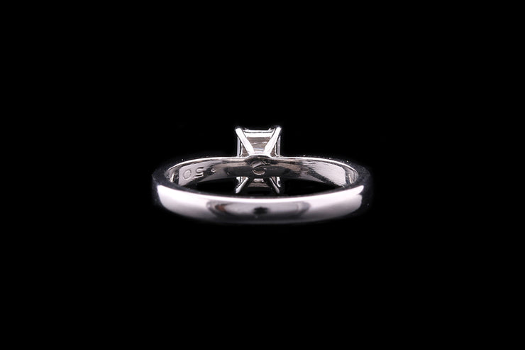 Platinum Emerald Cut Diamond Single Stone Ring