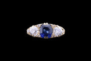 18ct Yellow Gold Sapphire and Diamond Three Stone Ring