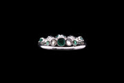 Platinum Emerald and Diamond Five Stone Ring