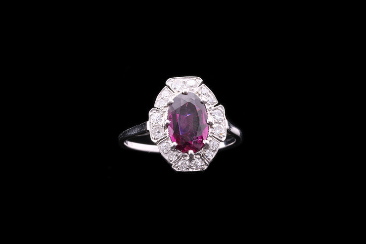 18ct White Gold Purple Sapphire and Diamond Dress Ring