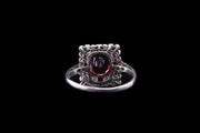 18ct White Gold Garnet, Diamond and Black Onyx Dress Ring