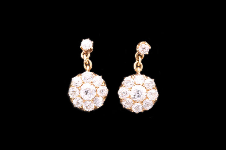 15ct Yellow Gold Diamond Cluster Earrings