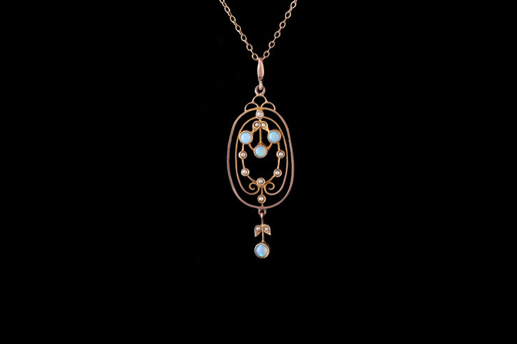 9ct Rose Gold Opal and Pearl Pendant