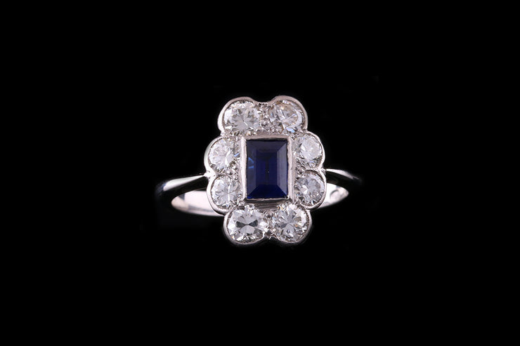 18ct White Gold Sapphire and Diamond Cluster Ring