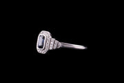 Art Deco Platinum Sapphire and Diamond Dress Ring