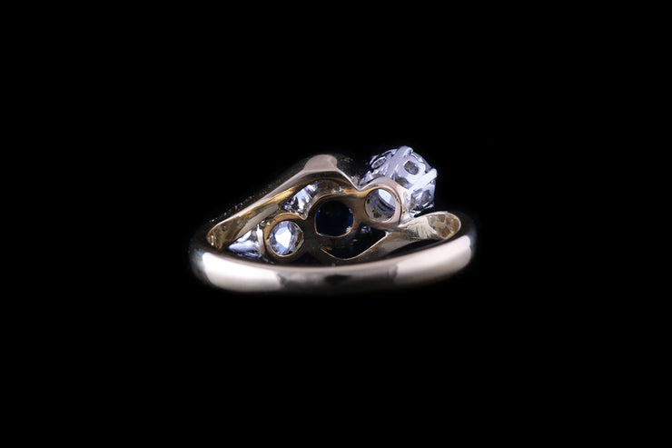 18ct Yellow Gold Sapphire and Diamond Three Stone Ring