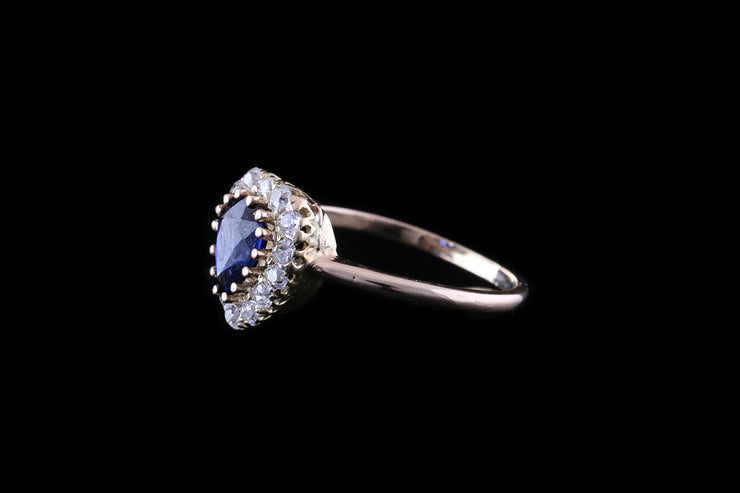 18ct Yellow Gold Sapphire and Diamond Heart Cluster Ring