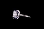 18ct White Gold Diamond and Square Sapphire Dress Ring
