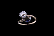 18ct Yellow Gold Sapphire and Diamond Twist Ring