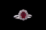 18ct White Gold Ruby and Diamond Cluster Ring