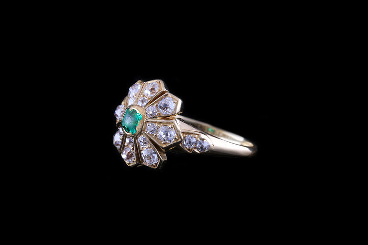 18ct Yellow Gold Emerald and Diamond Dress Ring