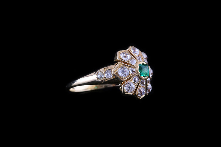 18ct Yellow Gold Emerald and Diamond Dress Ring