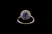 18ct Yellow Gold Sapphire and Diamond Oval Cluster Ring
