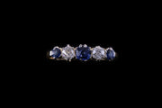 18ct Yellow Gold Diamond and Sapphire Five Stone Ring