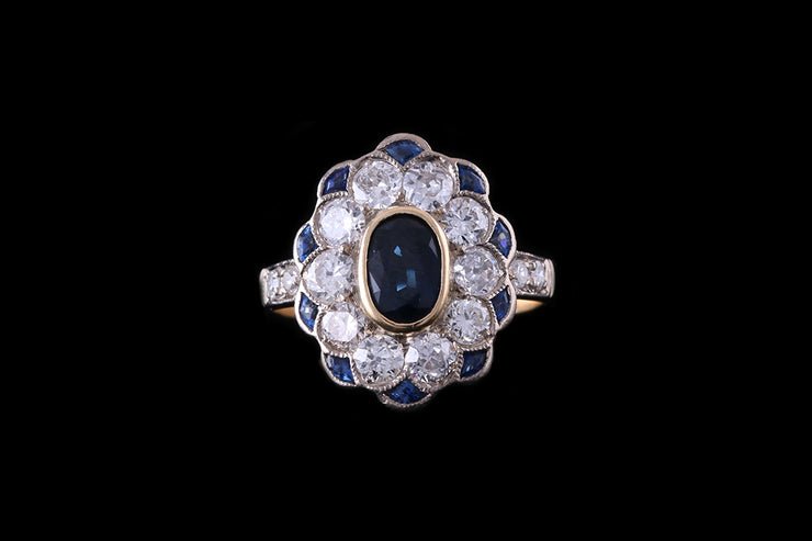 18ct Yellow Gold Sapphire and Diamond Dress Ring