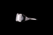 18ct White Gold Diamond and Black Onyx Dress Ring