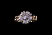 Versace 18ct Yellow Gold Diamond Flower Cluster Ring