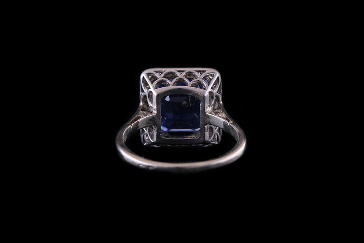 18ct White Gold Ceylon Sapphire and Diamond Square Cluster Ring