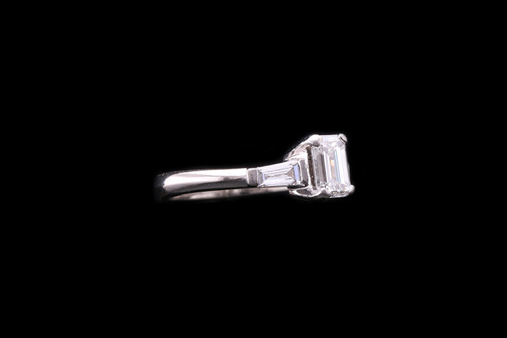 Platinum Emerald Cut Diamond Ring