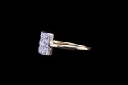 18ct Yellow and White Gold Diamond Set Square Dress Ring