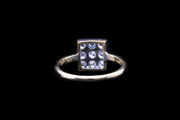 18ct Yellow and White Gold Diamond Set Square Dress Ring