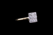 18ct Yellow and White Gold Diamond Set Square Dress Ring