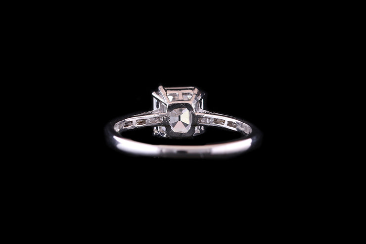 Platinum Diamond Asscher Cut Single Stone Ring