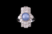 Platinum Star Sapphire and Diamond Dress Ring