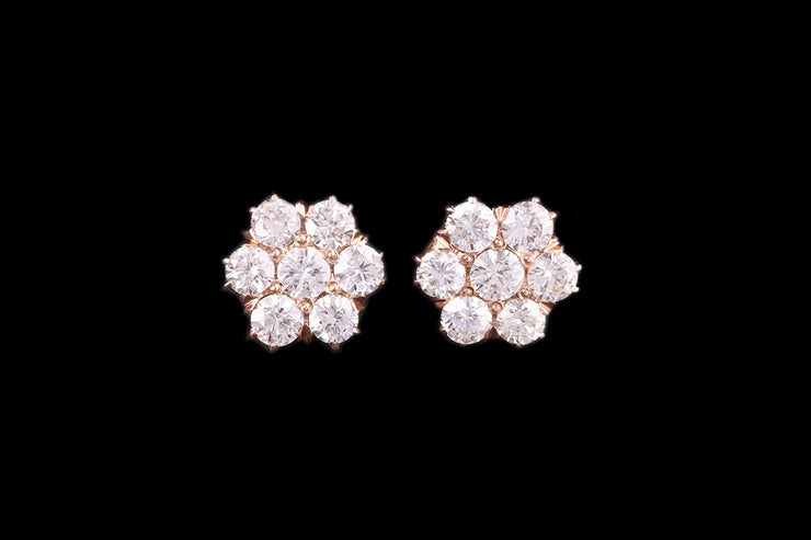 18ct Yellow Gold Diamond Cluster Earrings