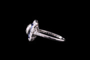 Edwardian French Platinum Diamond and Sapphire Cluster Ring