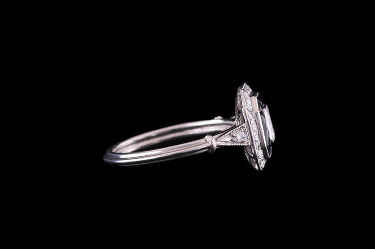 Platinum Diamond & Onyx Square Dress Ring