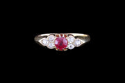 18ct Yellow Gold Ruby and Diamond Seven Stone Ring