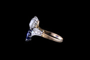 18ct Yellow Gold Sapphire and Diamond Double Twist Ring