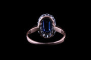 18ct Rose Gold Sapphire & Diamond Oval Cluster Ring