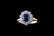 18ct Yellow Gold Sapphire and Diamond Cluster Ring