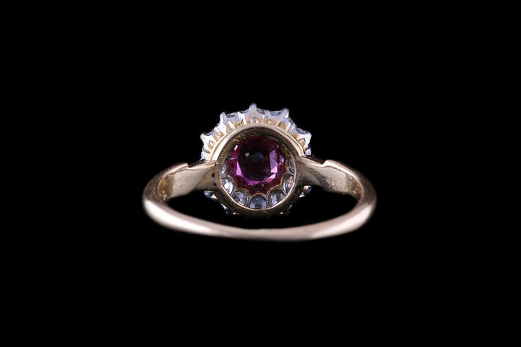 18ct Yellow Gold Ruby & Diamond Cluster Ring