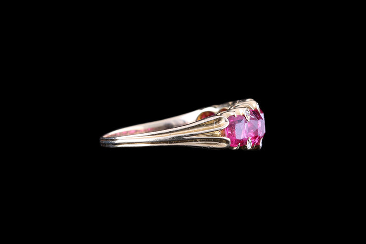 18ct Yellow Gold Pink Sapphire Five Stone Ring