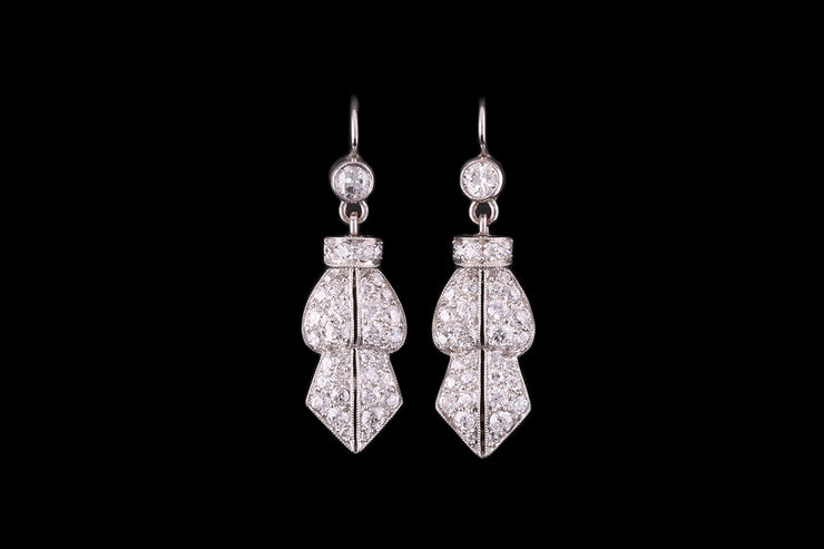 14ct White Gold Diamond Drop Earrings