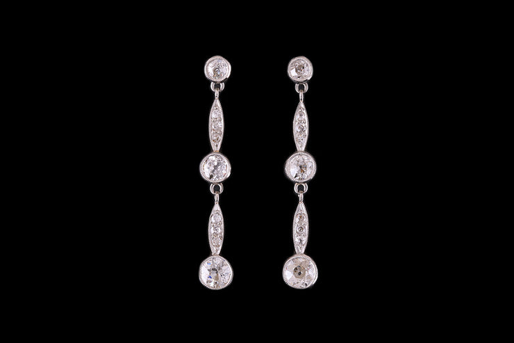 18ct Yellow Gold and Platinum Diamond Drop Earrings
