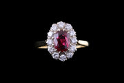 18ct Yellow Gold Diamond and Ruby Cluster Ring