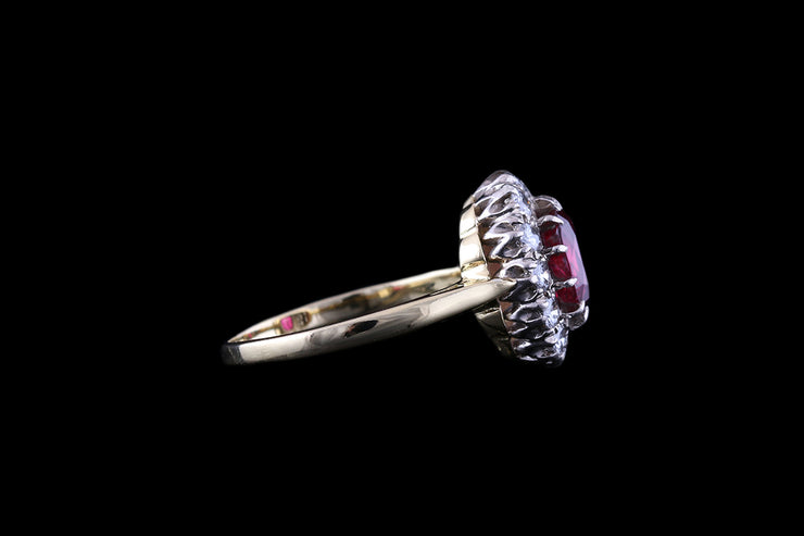 18ct Yellow Gold Diamond and Ruby Cluster Ring