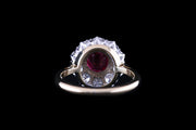 18ct Yellow Gold and Platinum Diamond and Ruby Cluster Ring