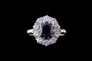 18ct Yellow Gold Diamond and Sapphire Cluster Ring