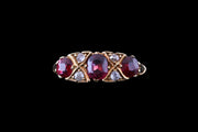 18ct Yellow Gold Diamond and Ruby Seven Stone Ring