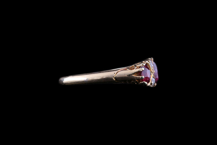 18ct Yellow Gold Diamond and Ruby Seven Stone Ring